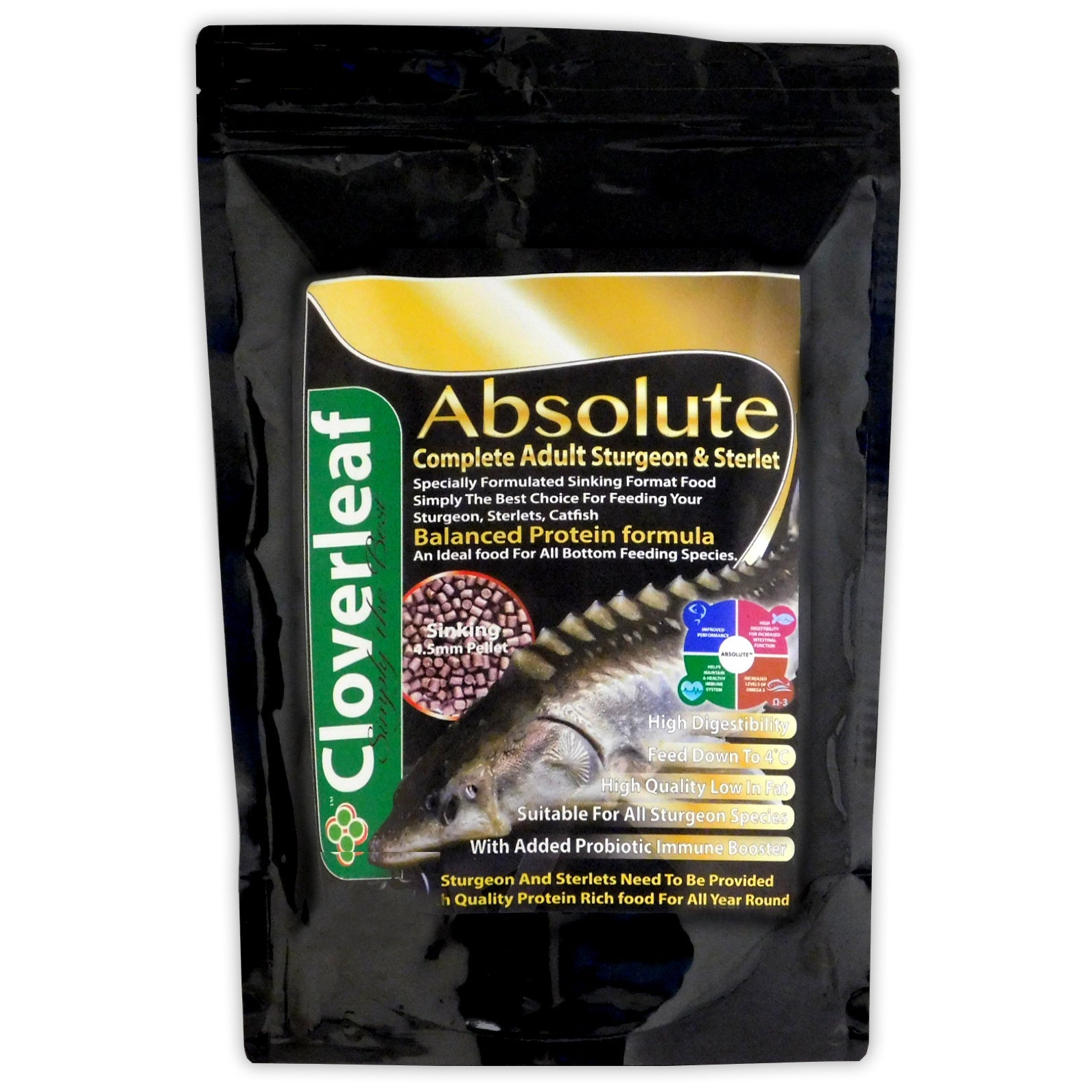 Cloverleaf Sturgeon / Sterlet (Sinking) food 4.5mm 3kg - Selective Koi Sales